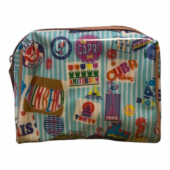 Jonathan Adler Handbags - Jonathan Adler PVC Travel City Stamp Cosmetic Bag Pouch